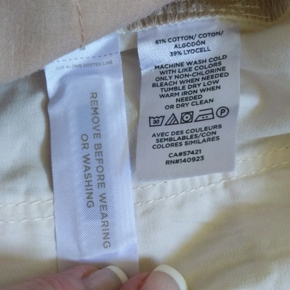 LOFT high waist paper bag waist off-white shorts, NWT, gold metallic accents 8